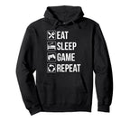 Funny Eat Sleep Game Repeat Gaming Hoodie - Streetwear Style for Adults