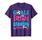 Gender Reveal Goals Or Bows Grandpa T-Shirt - Unique Graphic Men Women