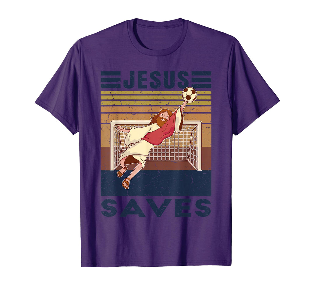 Goalkeeper Jesus Saves Soccer Goal T-Shirt - Graphic Print Men Women