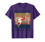Goalkeeper Jesus Saves Soccer Goal T-Shirt - Graphic Print Men Women
