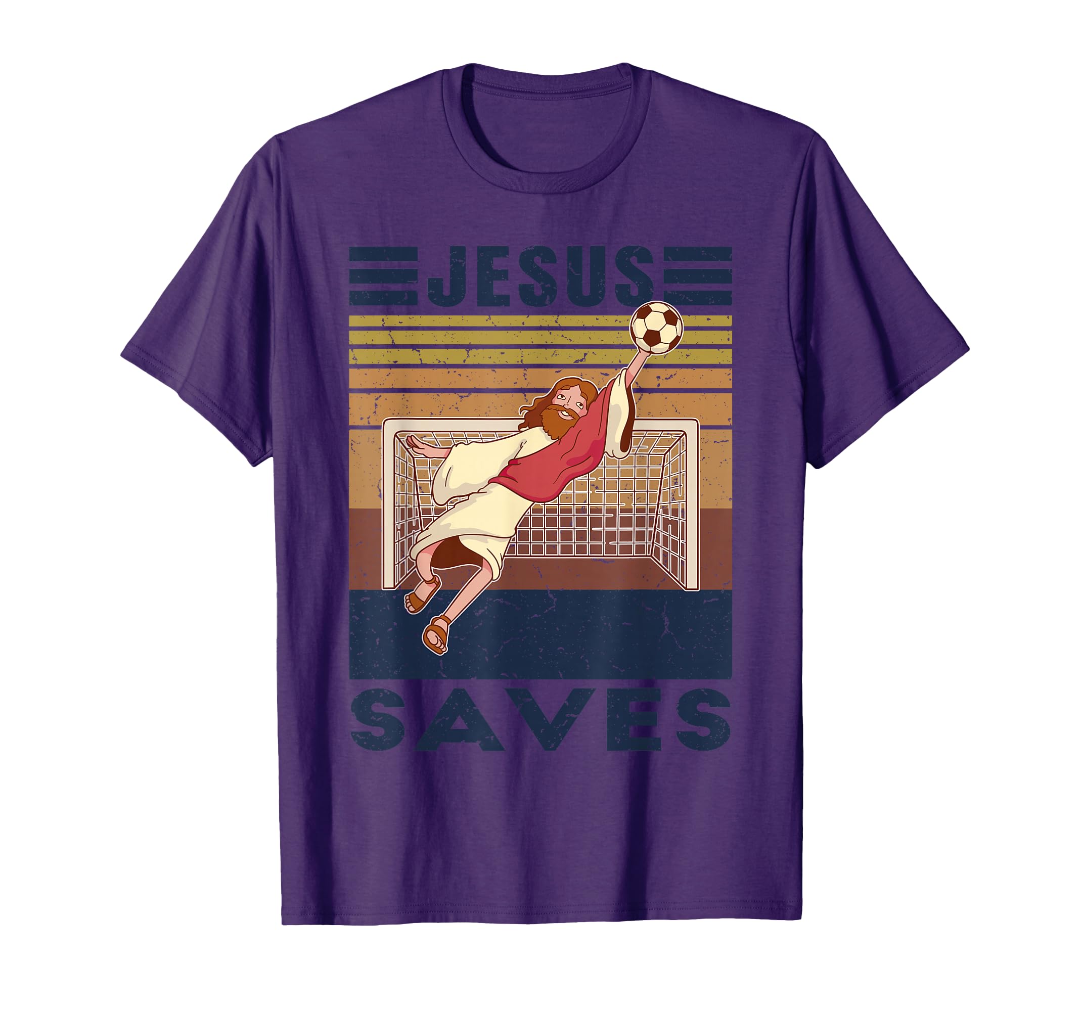 Goalkeeper Jesus Saves Soccer Goal T-Shirt - Graphic Print Men Women