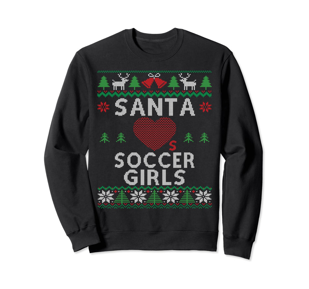 Santa Loves Soccer Funny Ugly Sweatshirt - Casual Everyday Wear for Adults