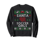Santa Loves Soccer Funny Ugly Sweatshirt - Casual Everyday Wear for Adults