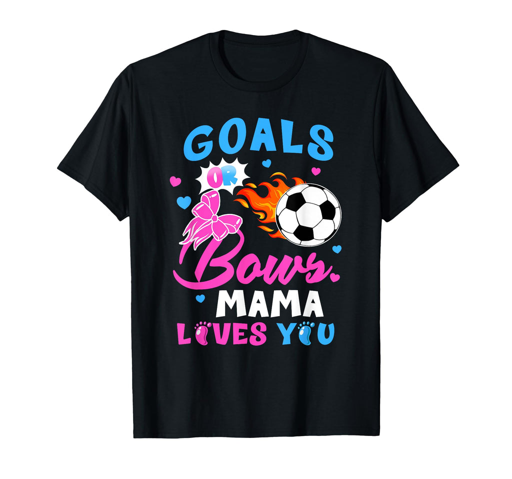 Gender Reveal Goals Or Bows Mama T-Shirt - Minimalist Print for Adults