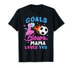 Gender Reveal Goals Or Bows Mama T-Shirt - Minimalist Print for Adults