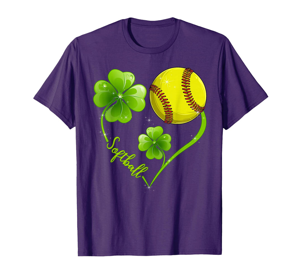 Funny Softball Lover Shamrock Clover T-Shirt - Minimalist Print Unisex
