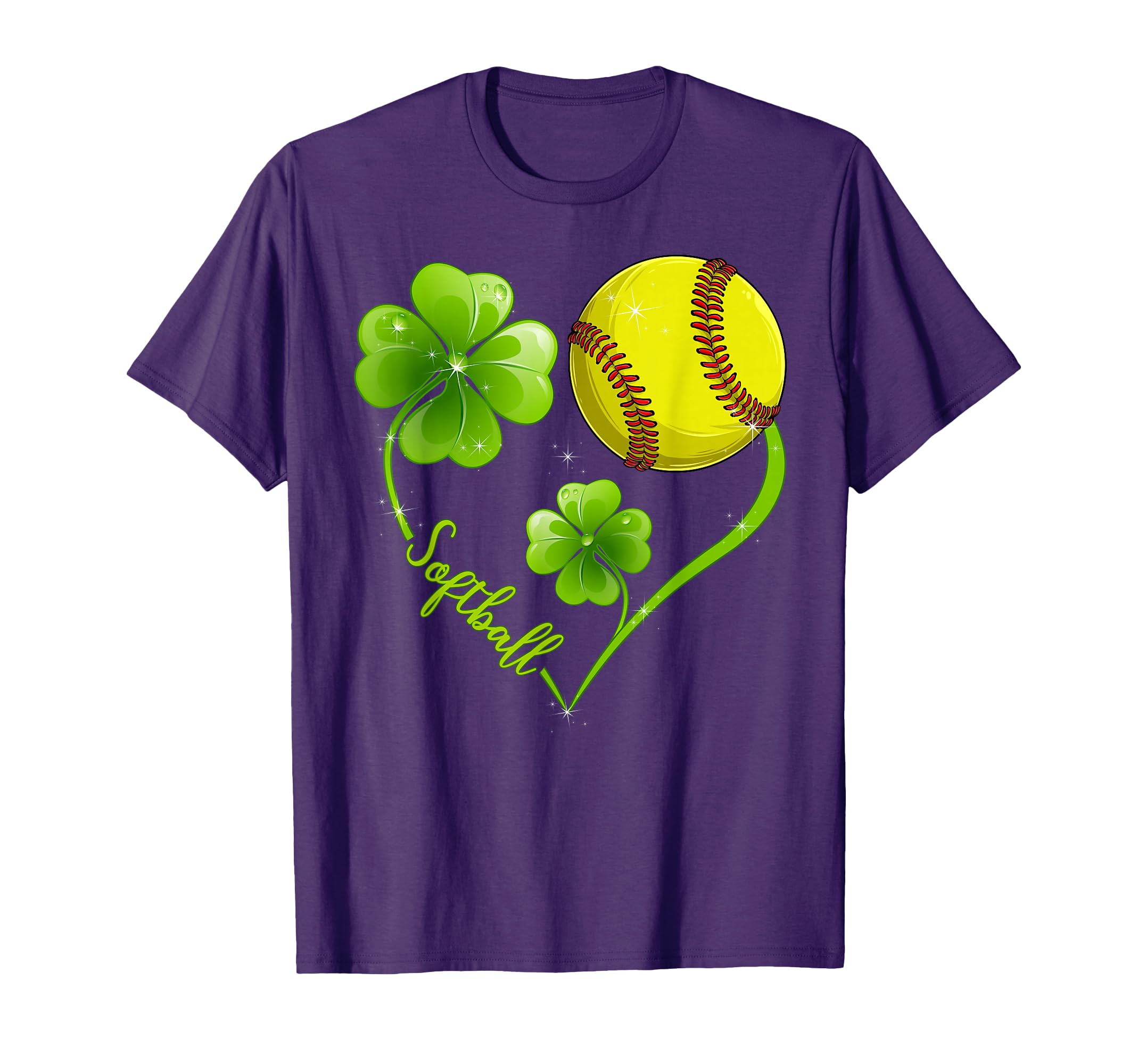 Funny Softball Lover Shamrock Clover T-Shirt - Minimalist Print Unisex