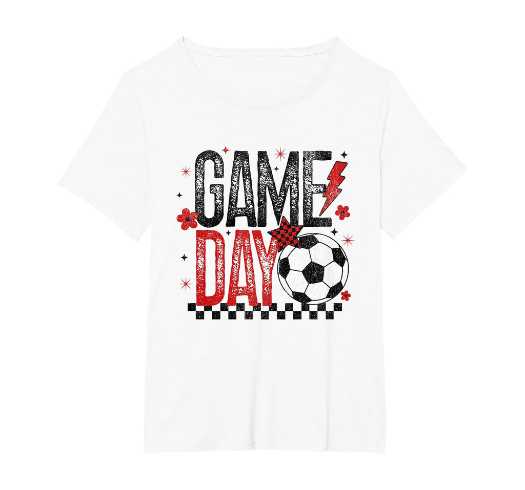 Game Day Soccer Season Checkered T-Shirt - Custom Art Print for Adults