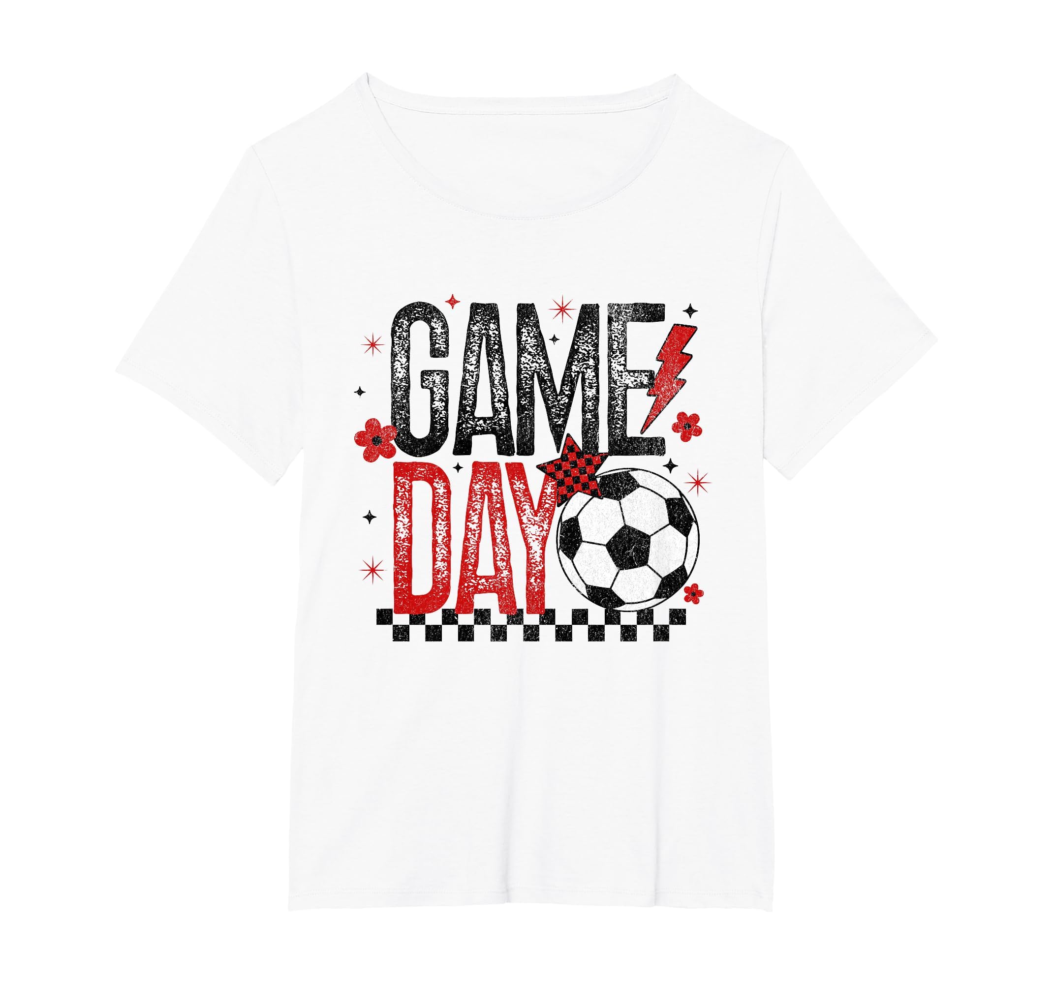 Game Day Soccer Season Checkered Black T-Shirt - Minimalist Print Unisex