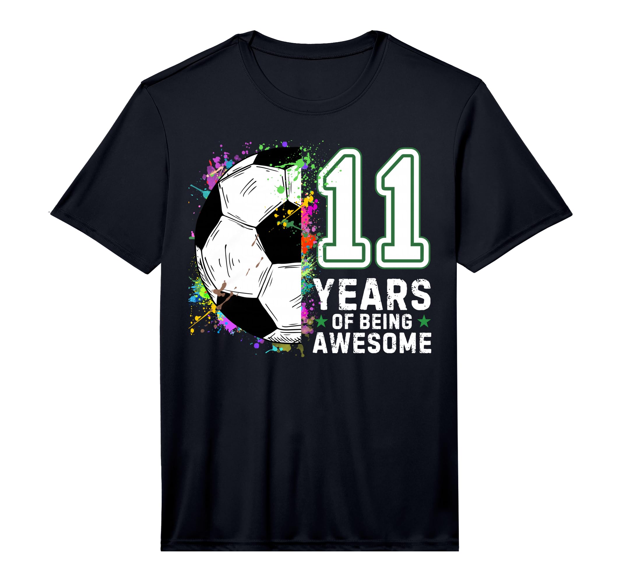 11 Years Being Awesome Soccer Birthday 11Th T-Shirt - Graphic Print Unisex