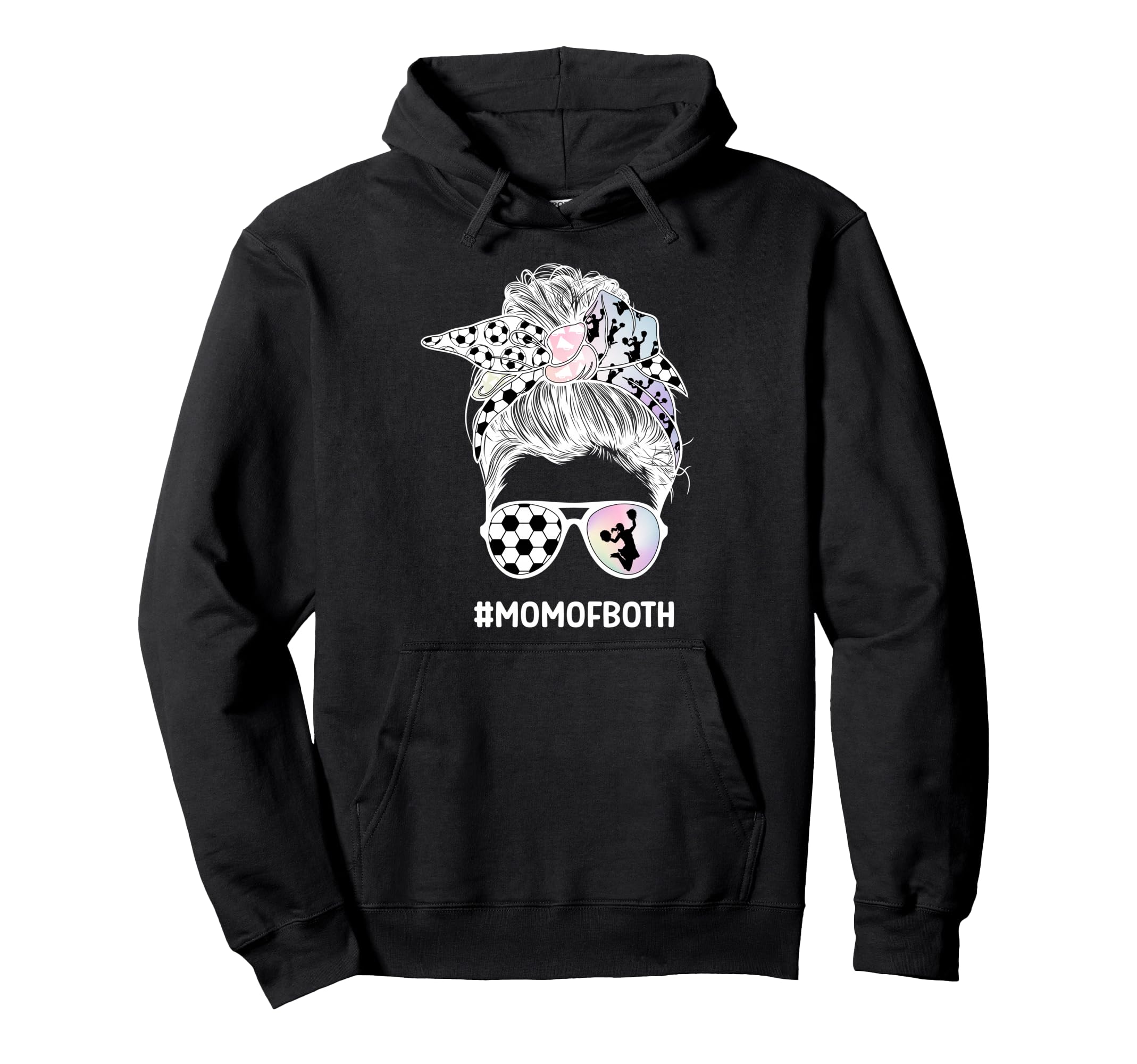 Mom Both Messy Bun Cheerleader Soccer Hoodie - Graphic Print Men Women