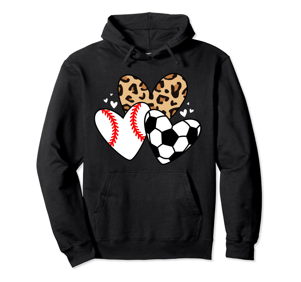 Soccer Baseball Heart Funny Soccer Hoodie - Streetwear Style Unisex