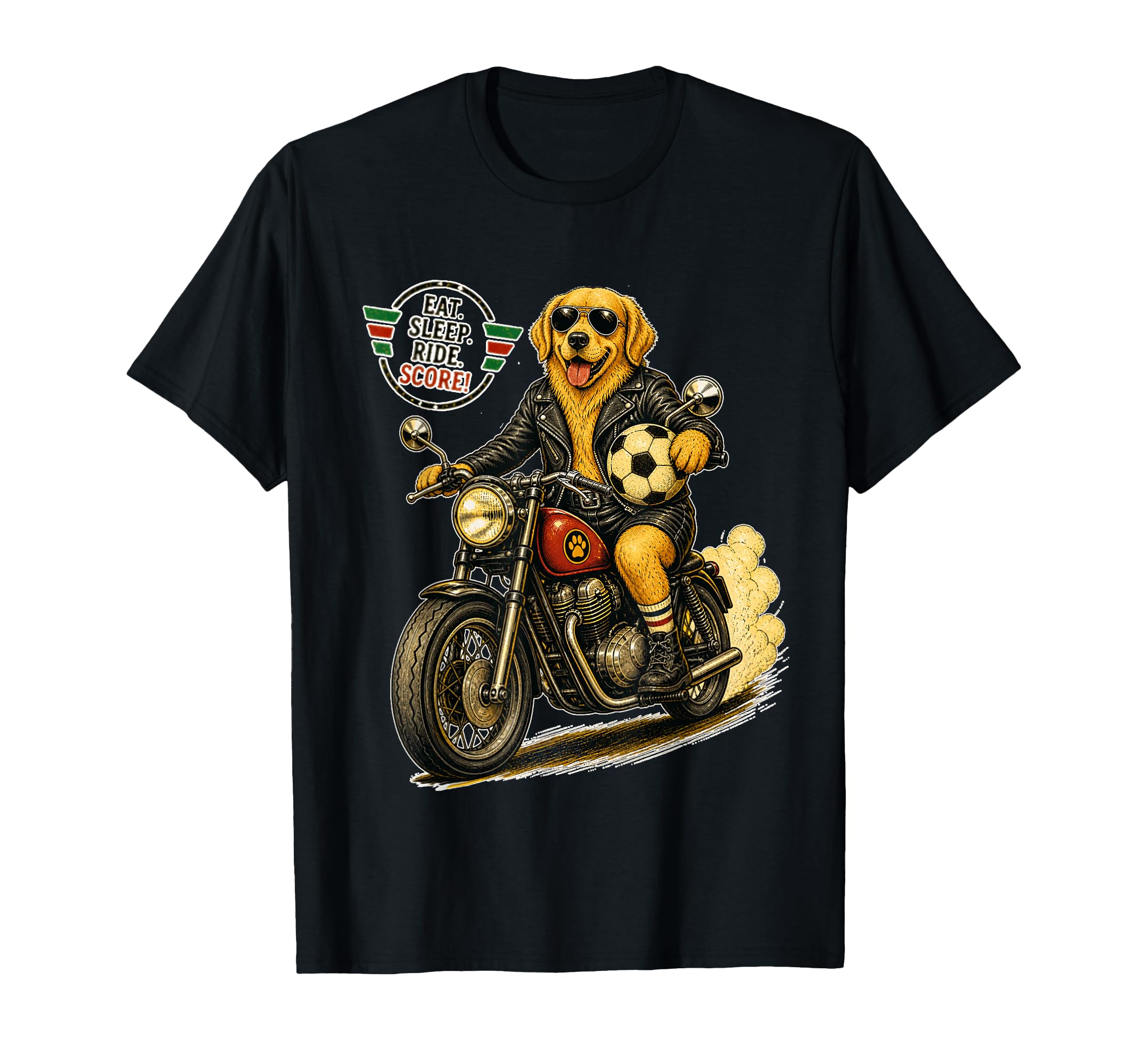 Golden Retriever Ride Motorbike Love T-Shirt - Trendy Graphic Men Women