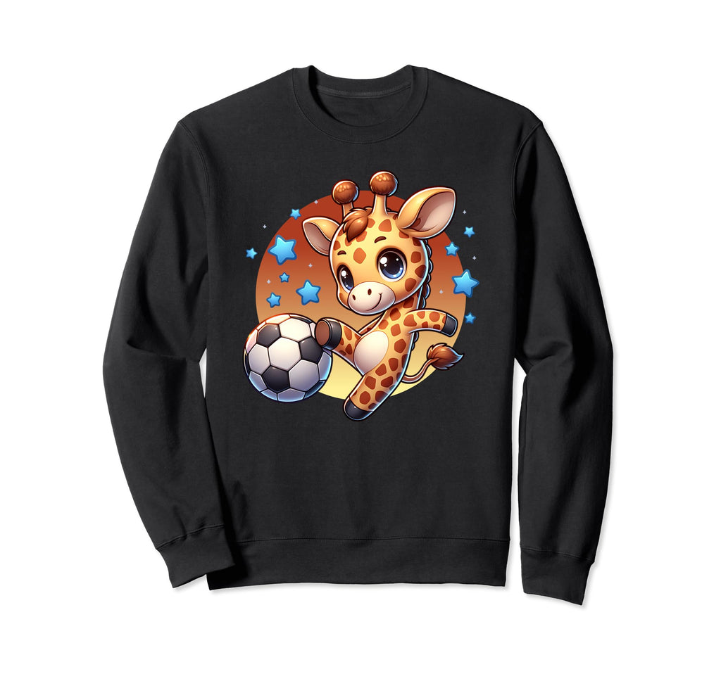Giraffe Soccer Player Kicking Soccer Sweatshirt - Novelty Apparel Unisex