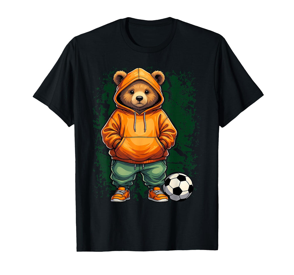 Funny Teddy Bear Loves Soccer And T-Shirt - Casual Everyday Wear Unisex