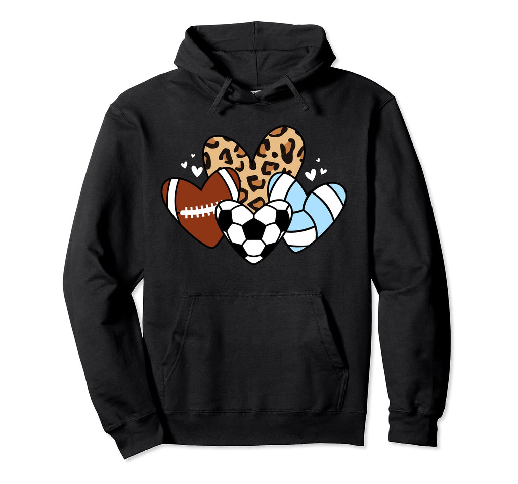 Soccer Football Volleyball Heart Funny Hoodie - Custom Art Print Men Women