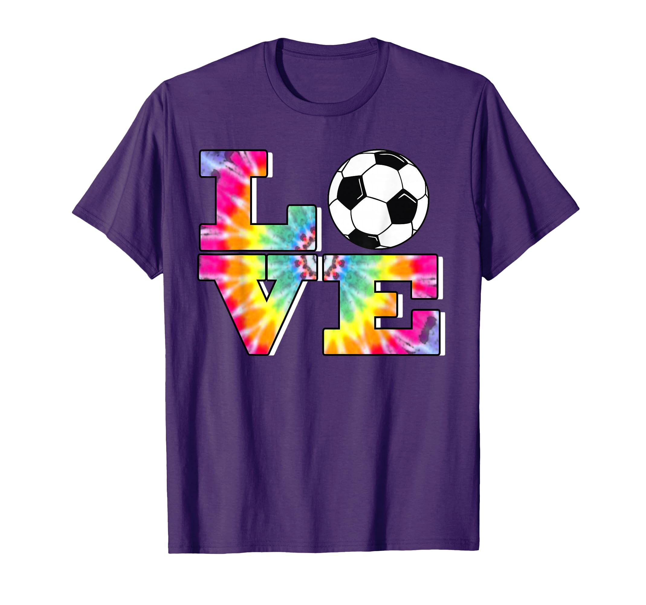 Soccer Tie Dye Love Multi Color T-Shirt - Casual Everyday Wear for Adults