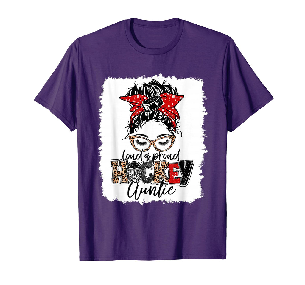 Hockey Auntie Messy Bun Aunt Game Day T-Shirt - Custom Art Print Unisex