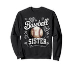 Baseball Sister Heart Doodle Game Sweatshirt - Unique Graphic Men Women