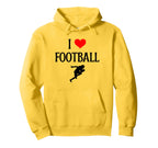 I Love Football I Heart Football Funny Hoodie - Novelty Apparel for Adults