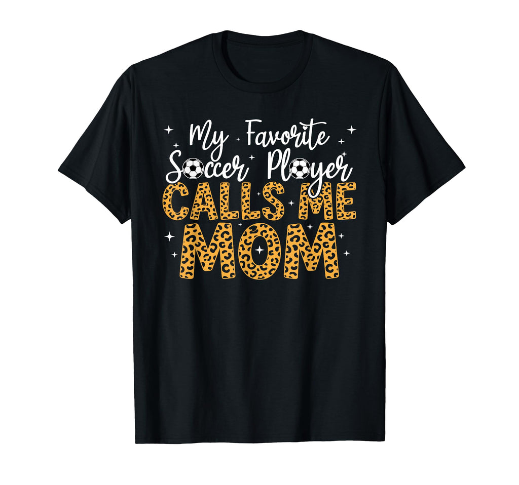 Womens Soccer Mom Mama Mothers Day Leopard T-Shirt - Graphic Print Unisex