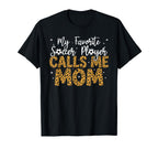 Womens Soccer Mom Mama Mothers Day Leopard T-Shirt - Graphic Print Unisex