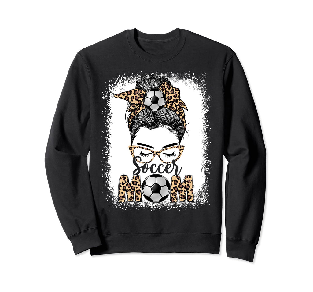Soccer Mom Game Day Messy Bun Sweatshirt - Graphic Print for Adults