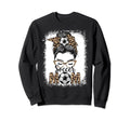 Soccer Mom Game Day Messy Bun Sweatshirt - Graphic Print for Adults