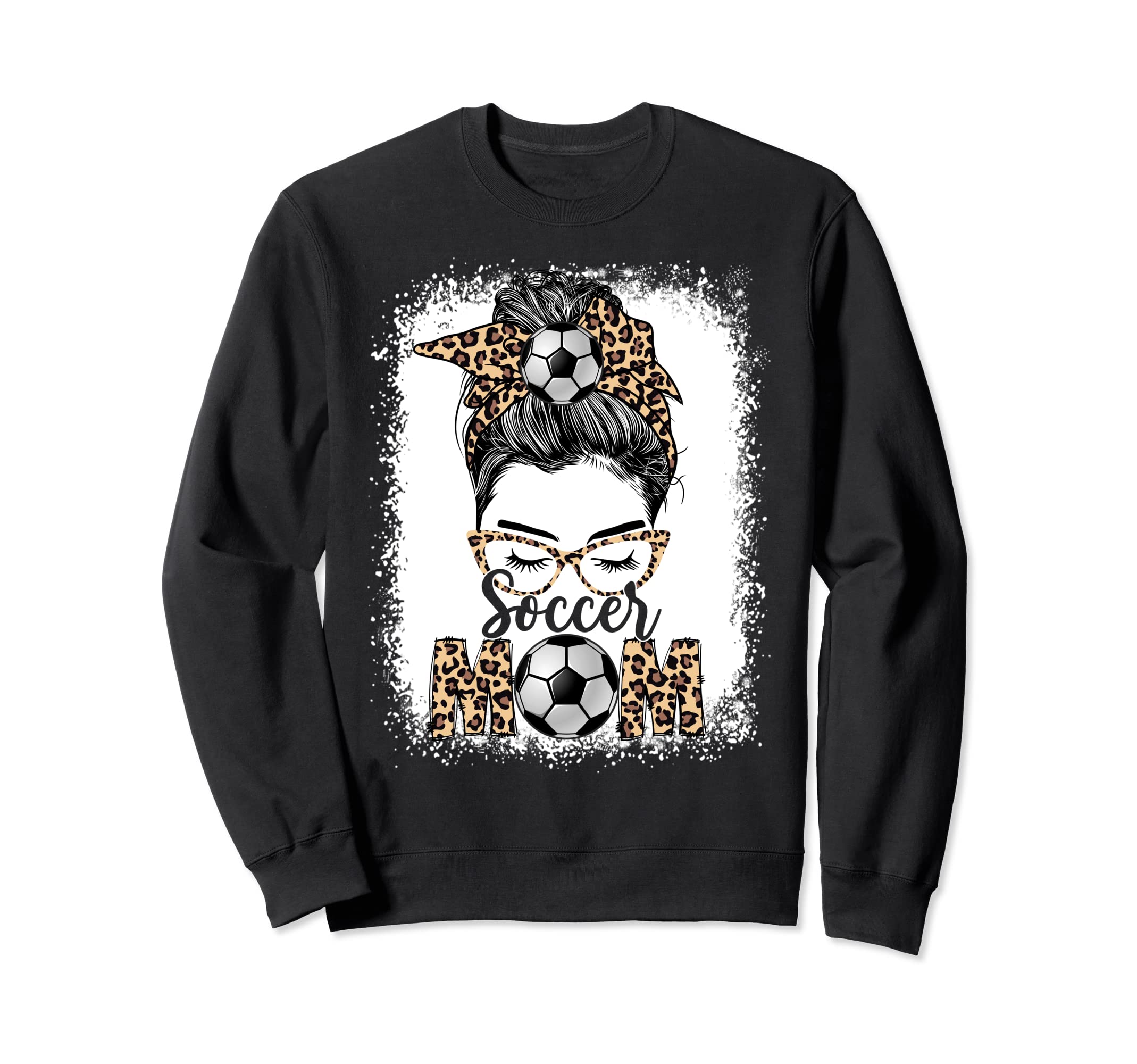 Soccer Mom Game Day Messy Bun Sweatshirt - Graphic Print for Adults