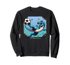 T Rex Dinosaur Kicking Soccer Sweatshirt - Fun Novelty Design for Adults