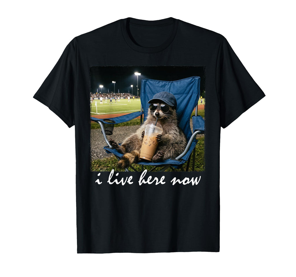 Funny Raccoon Ballfield Soccer T-Shirt - Fun Novelty Design for Adults