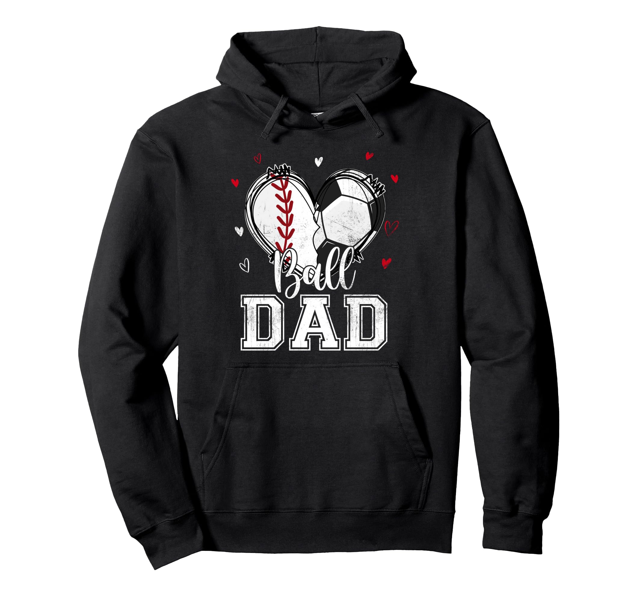 Ball Dad Baseball Soccer Heart Nana Both Hoodie - Streetwear Style Unisex