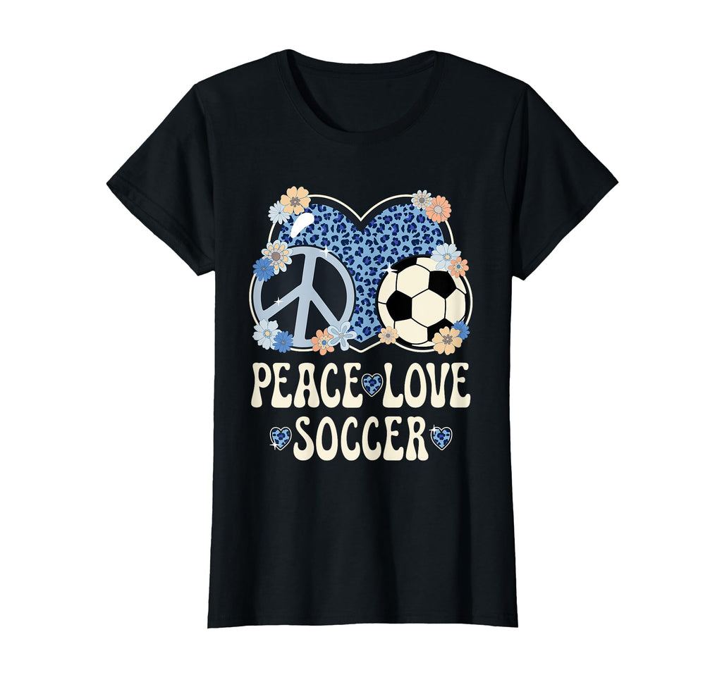 Peace Love Soccer Lover Leopard T-Shirt - Casual Everyday Wear Men Women