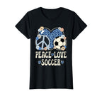 Peace Love Soccer Lover Leopard T-Shirt - Casual Everyday Wear Men Women