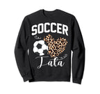 Soccer Tata Heart Leopard Mom Sweatshirt - Fun Novelty Design for Adults