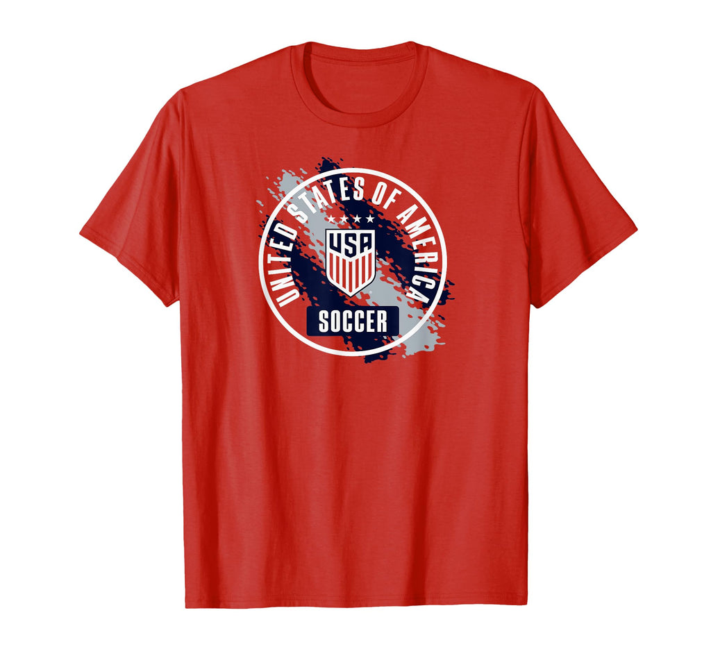 Usa Soccer Paint Red Uswnt T-Shirt - Casual Everyday Wear for Adults
