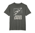 Jesus Saves Soccer Goalie Christian T-Shirt - Casual Everyday Wear Unisex
