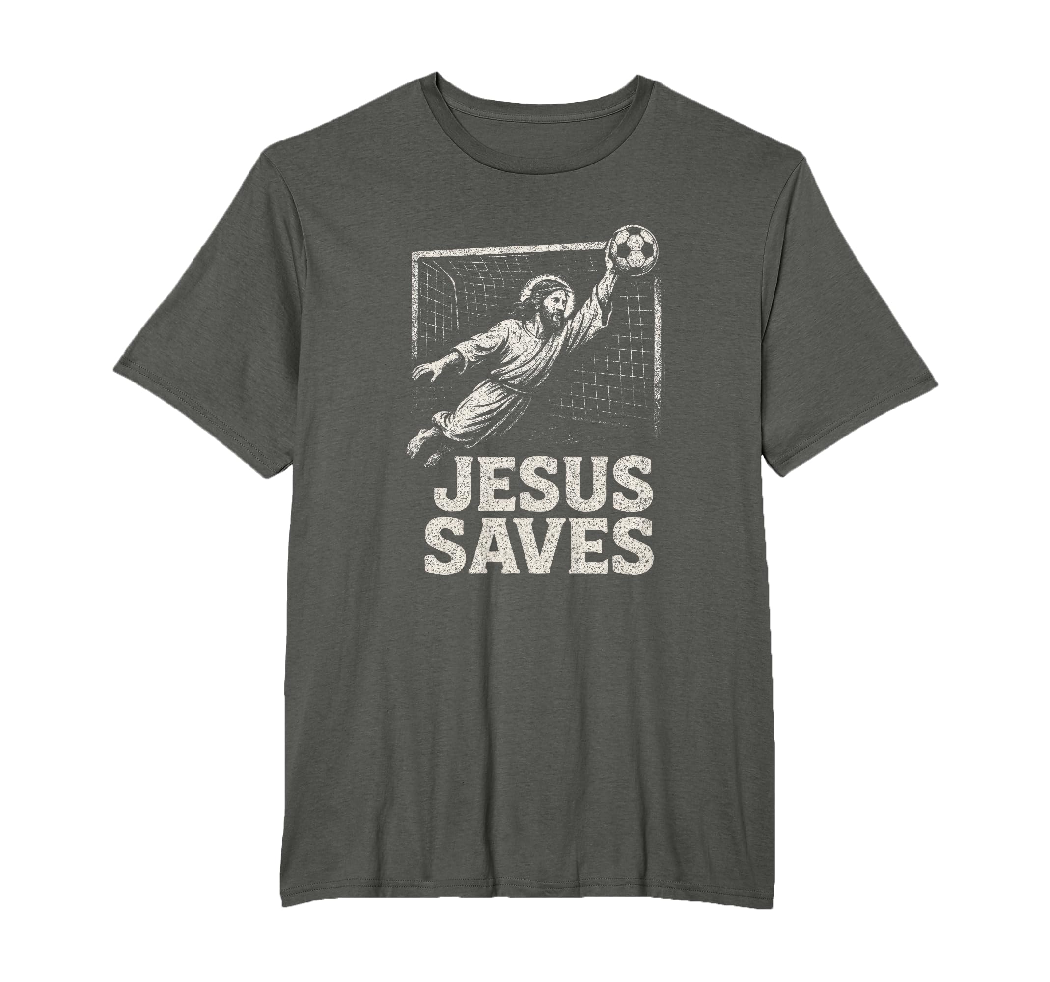 Jesus Saves Soccer Goalie Christian T-Shirt - Casual Everyday Wear Unisex