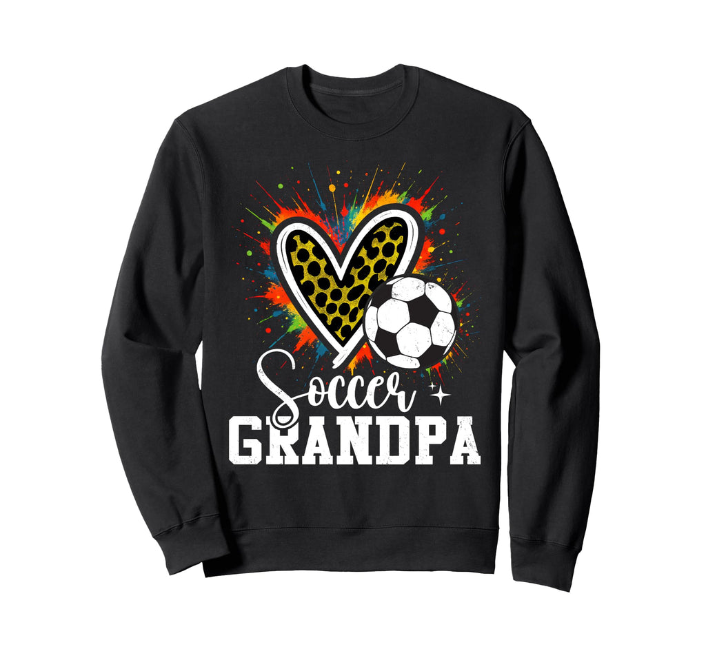 Soccer Grandpa Leopard Heart Colorful Sweatshirt - Trendy Graphic Men Women