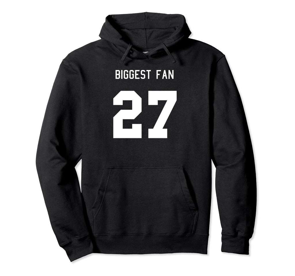 Number 27 Biggest Fan Sport Spirit Wear Hoodie - Trendy Graphic for Adults