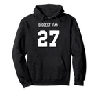Number 27 Biggest Fan Sport Spirit Wear Hoodie - Trendy Graphic for Adults