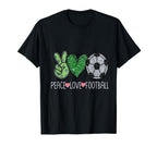 Peace Love Football Soccer Player Fan Game T-Shirt - Unique Graphic Unisex