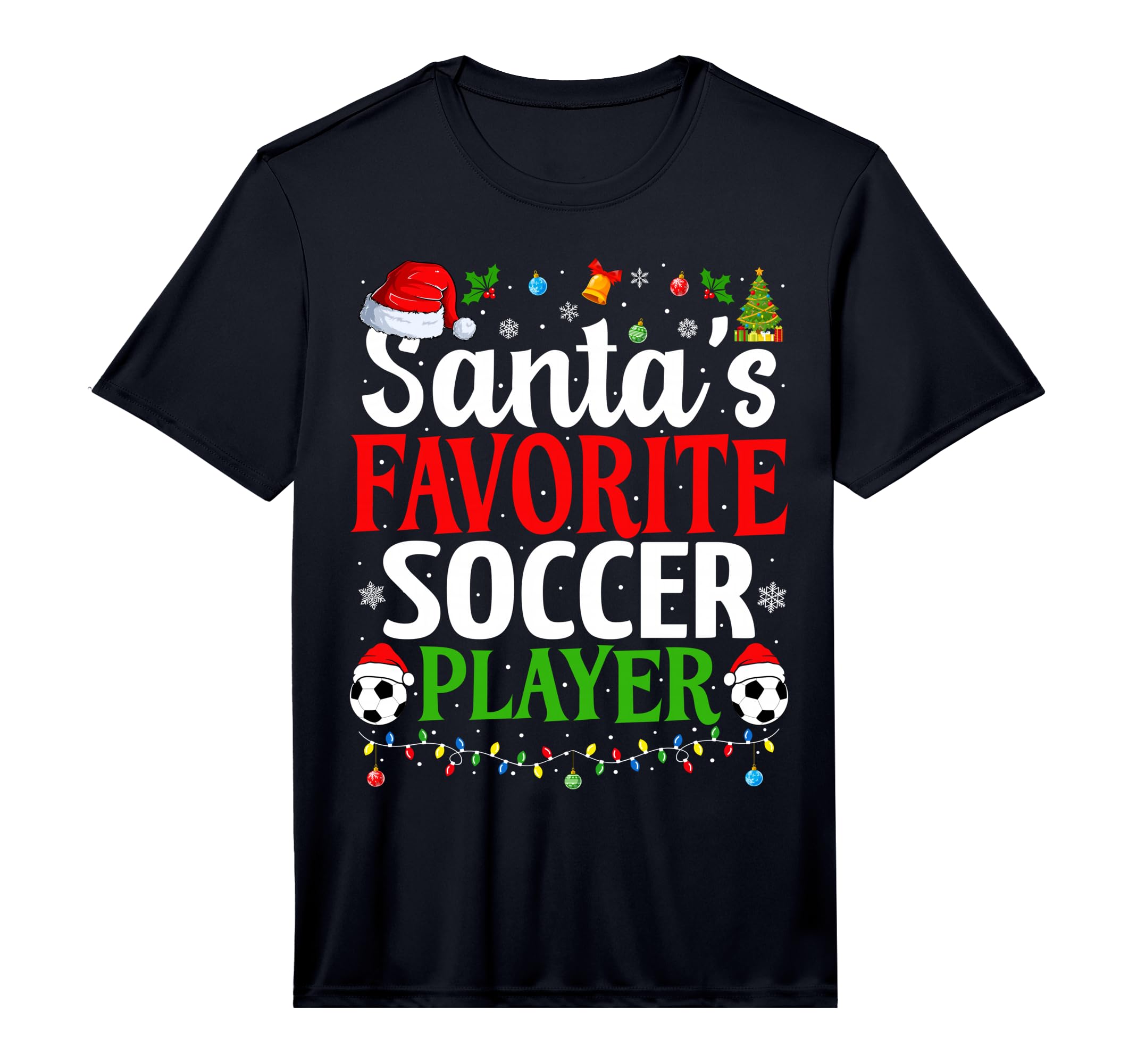Santas Favorite Soccer Player Funny T-Shirt - Minimalist Print Men Women