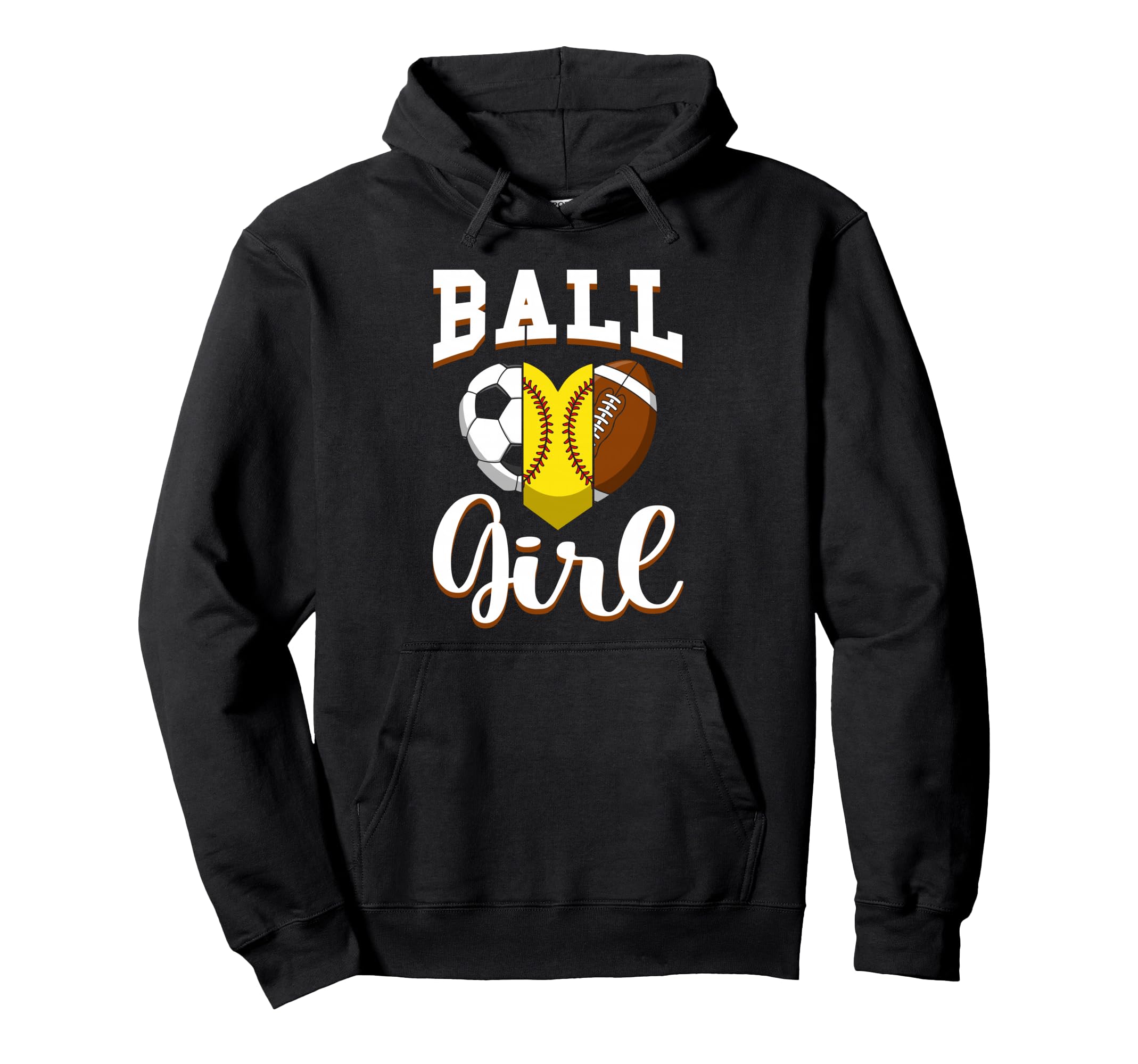 Ball Sports Heart Soccer Softball Hoodie - Novelty Apparel for Adults