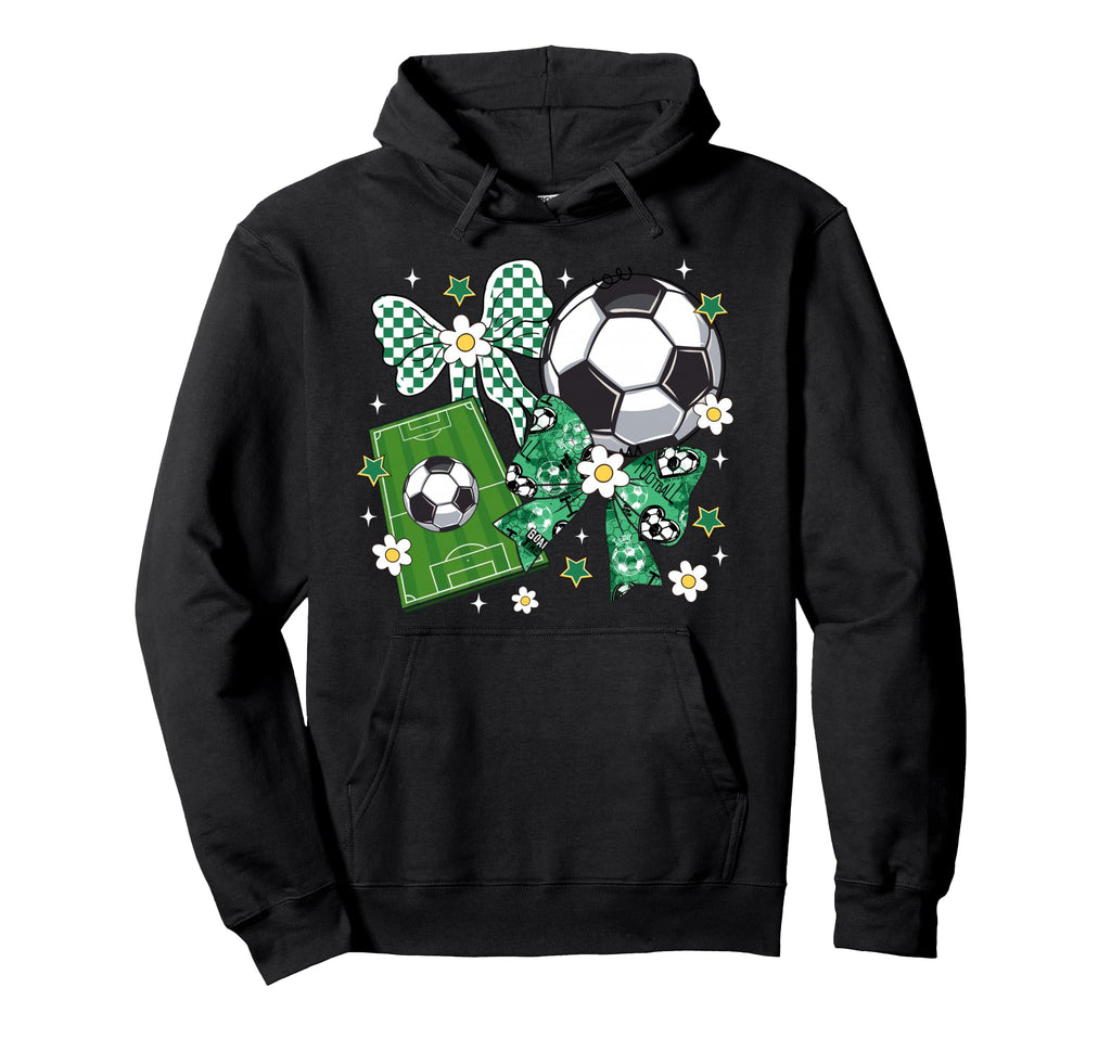 Bow Soccer Checkered Flowers Soccer Hoodie - Aesthetic Graphic Unisex