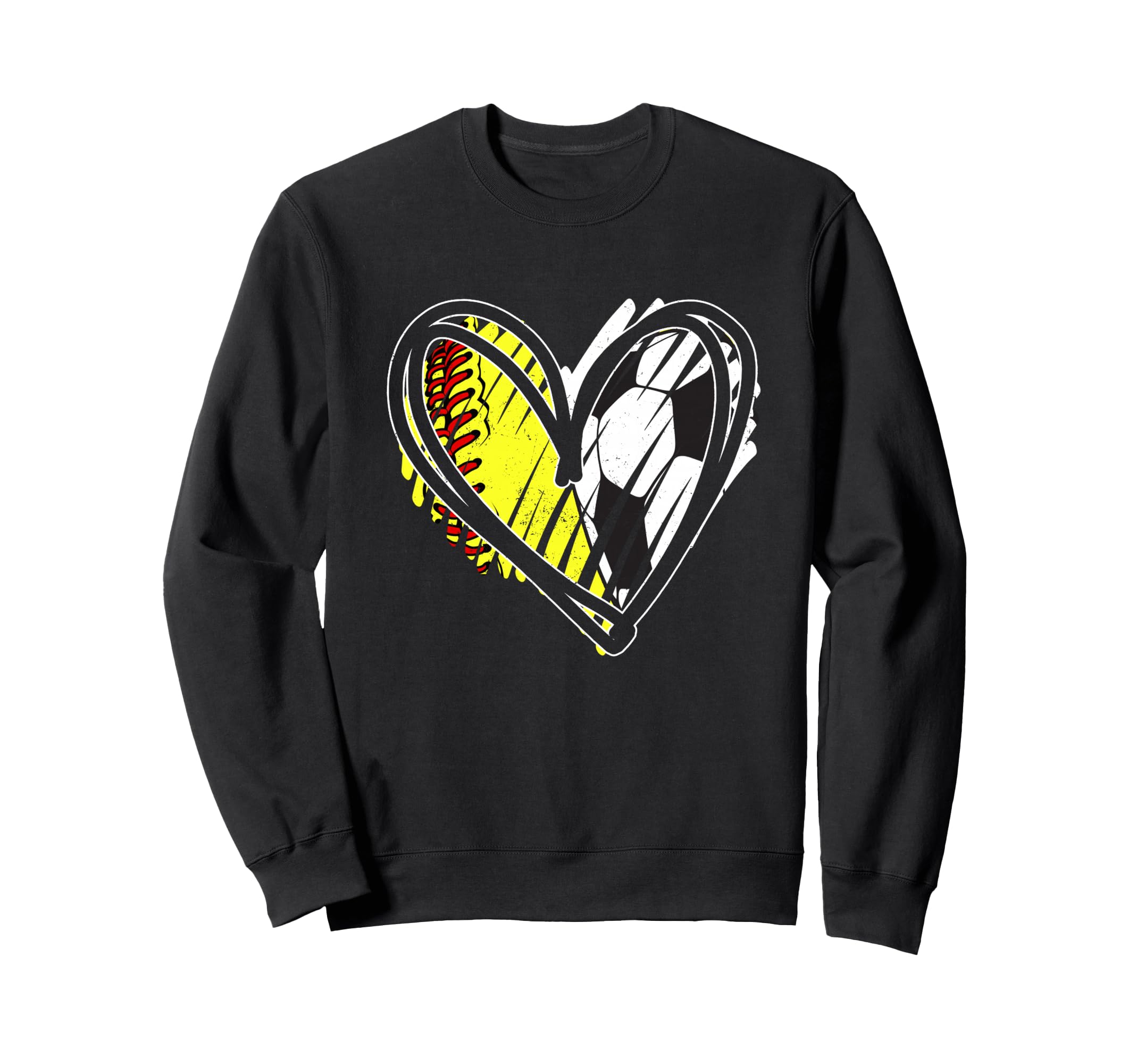 Softball Soccer Ball Heart Love Sweatshirt - Streetwear Style Unisex