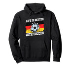 Life Is Better German Flag Football Hoodie - Fun Novelty Design for Adults