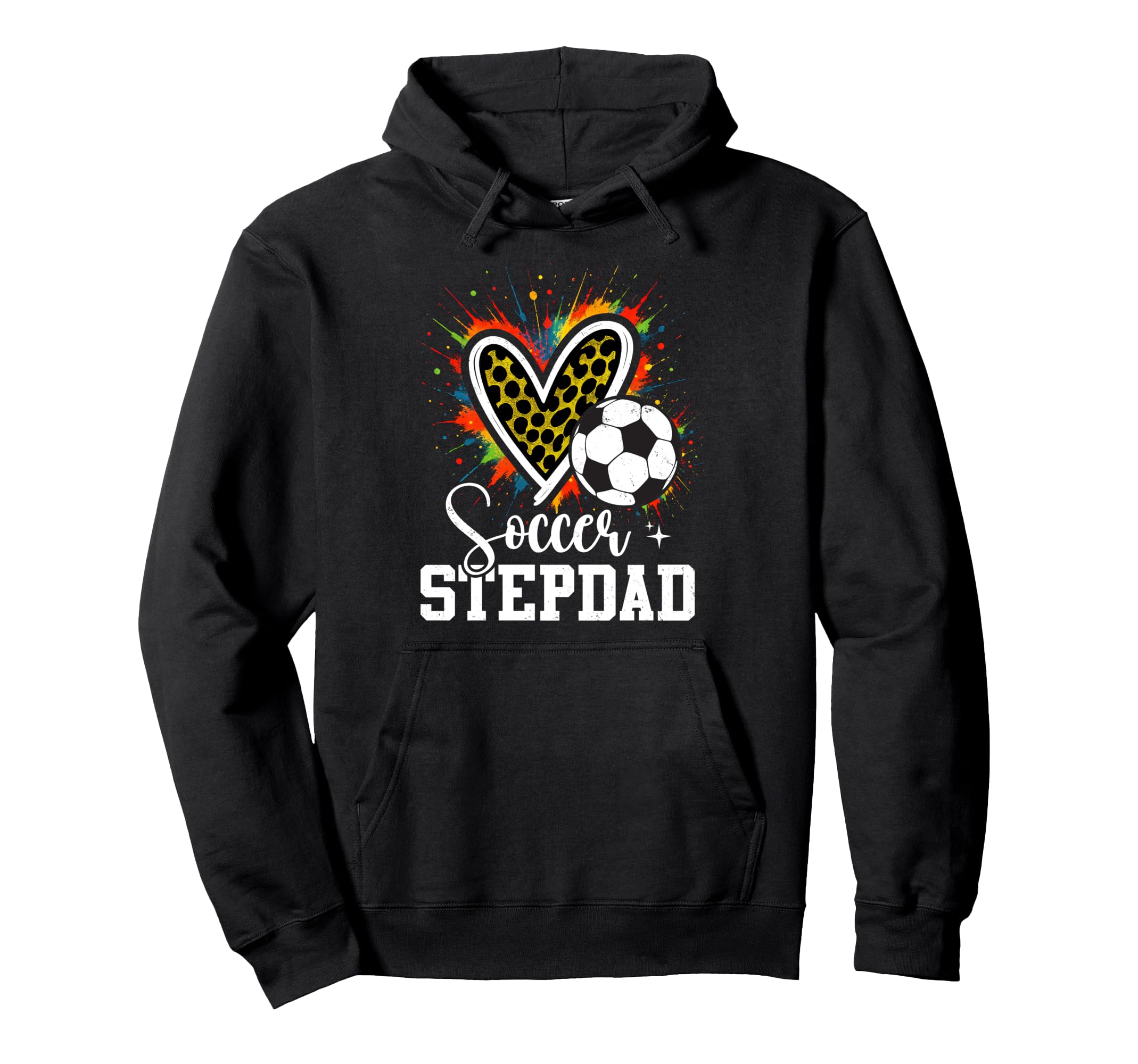 Soccer Stepdad Leopard Heart Colorful Hoodie - Aesthetic Graphic for Adults