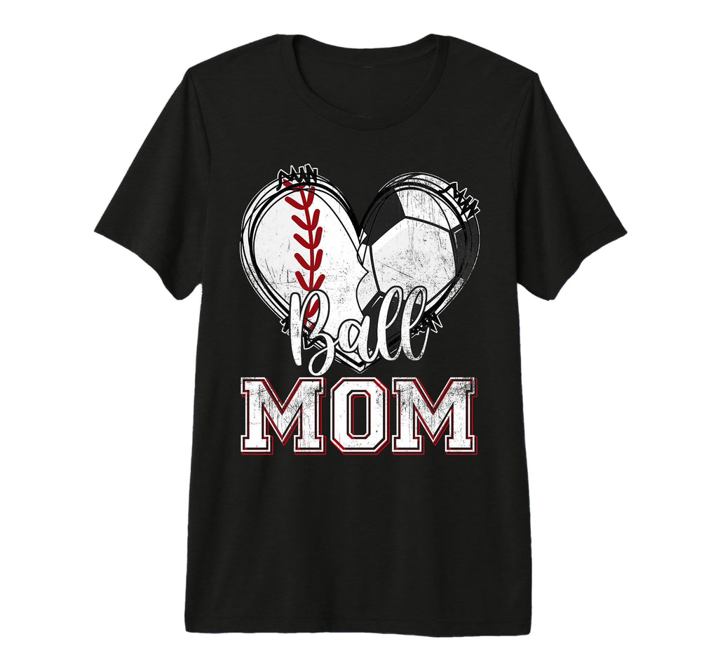 Ball Mom Baseball Soccer Heart Mom T-Shirt - Streetwear Style for Adults