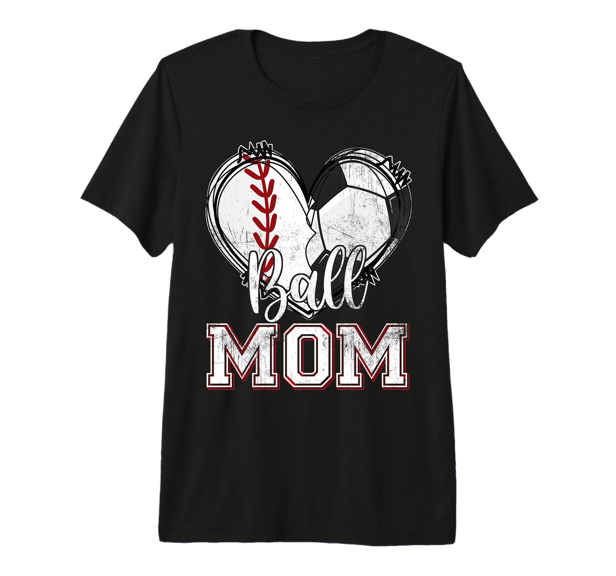 Ball Mom Baseball Soccer Heart Mom T-Shirt - Streetwear Style for Adults